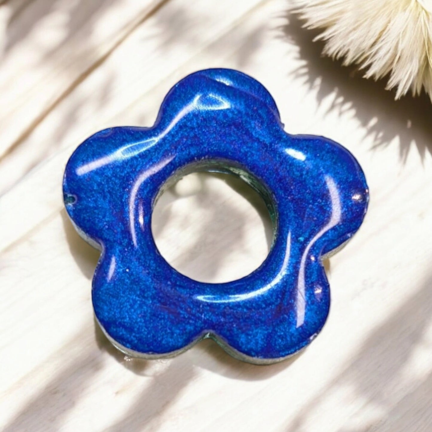 INFINITY SWITCHS (petit format) 1 coté nacré bleu / 1 coté paillettes verte